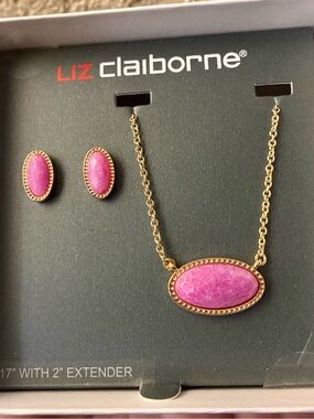 Liz Claiborne Necklace and Earrings set. 17”